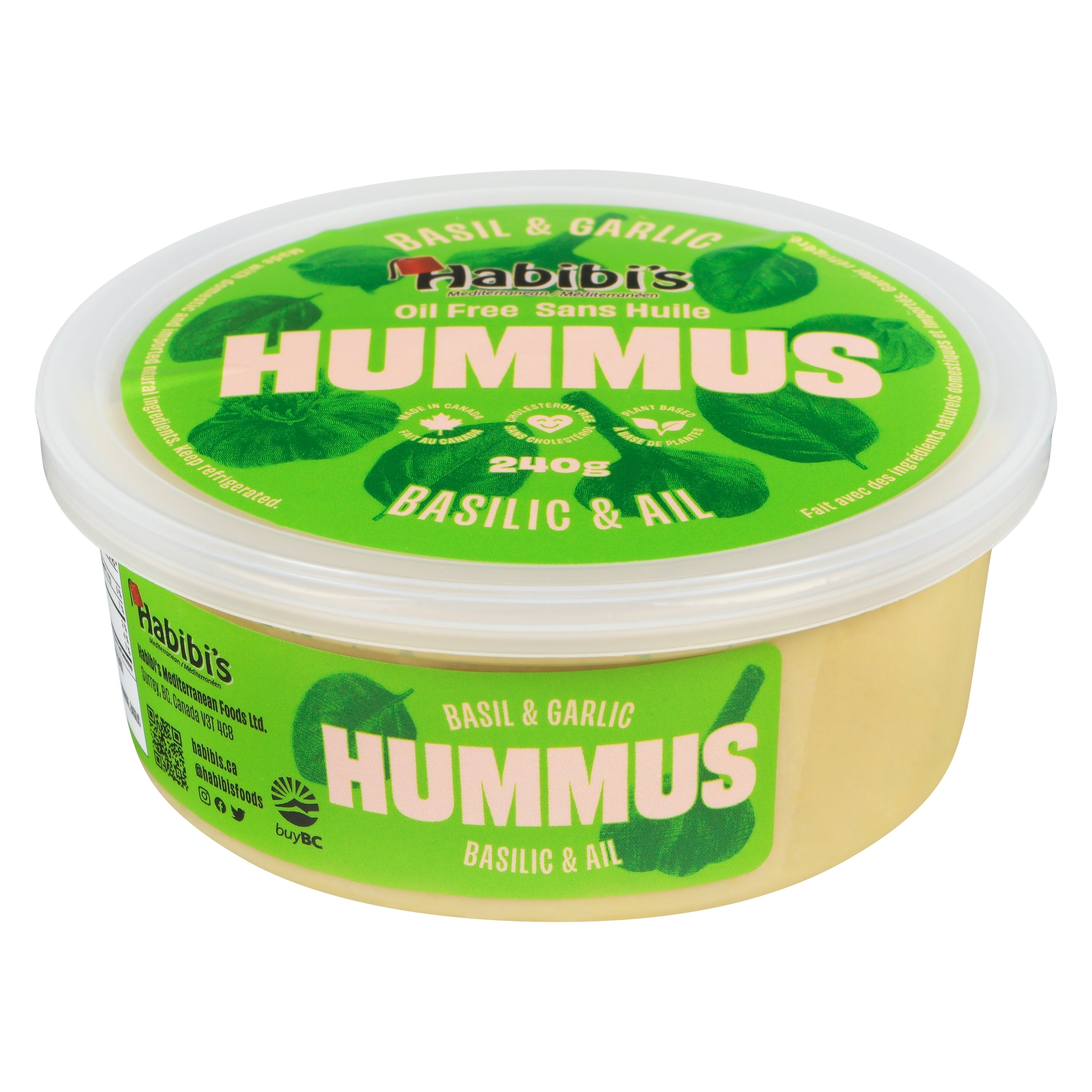 Basil & Garlic Hummus 240g OIL FREE – Habibis Mediterranean
